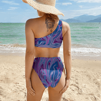 BLUE PURP SWIRL: Women's Two Piece Swimsuit Fashion Bikini Set