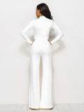 Long Sleeve Mock Neck Wide Leg Jumpsuit