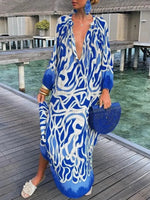 Sexy Deep V-Neck Boho Print Beach Cover Up