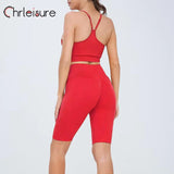 CHRLEISURE 3/4 Piece Fitness Yoga Shorts/Pants Set (Solid Colors)