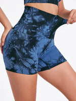 CHRLEISURE Corset High Waist Yoga Tie-Dye Shorts for Women