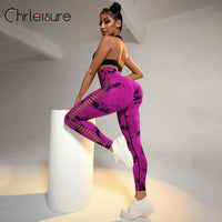 CHRLEISURE Tie-Dye Yoga Pants with Side Holes