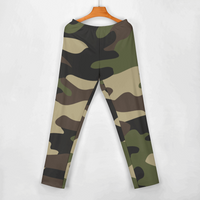 ARMY GREEN CAMO: Women's Casual Two Piece Set Diagonal Shoulder Top & Pants