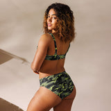 ARMY GREEN CAMO: Recycled high-waisted bikini