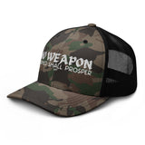 NO WEAPON: Camouflage trucker hat