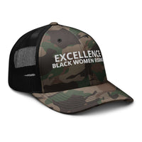 EXCELLENCE- BLACK WOMEN RISING: Camouflage trucker hat