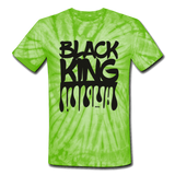Black King/Drip Print: Men's Tie Dye T-Shirt - spider lime green