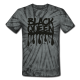 Black Queen/ Drip Print: Women's Tie Dye T-Shirt - spider black