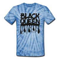 Black Queen/ Drip Print: Women's Tie Dye T-Shirt - spider baby blue