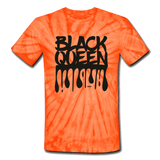 Black Queen/ Drip Print: Women's Tie Dye T-Shirt - spider orange