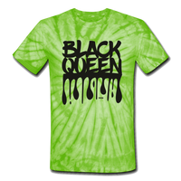 Black Queen/ Drip Print: Women's Tie Dye T-Shirt - spider lime green