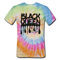 Black Queen/ Drip Print: Women's Tie Dye T-Shirt - rainbow