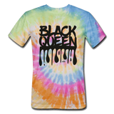Black Queen/ Drip Print: Women's Tie Dye T-Shirt - rainbow
