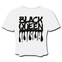 Black Queen/ Drip Print: Women's Cropped T-Shirt - white