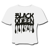 Black Queen/ Drip Print: Women's Cropped T-Shirt - white