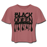 Black Queen/ Drip Print: Women's Cropped T-Shirt - mauve