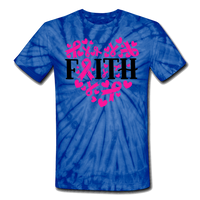 FAITH HEART BREAST CANCER AWARENESS: Unisex Tie Dye T-Shirt - spider blue
