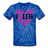 FAITH HEART BREAST CANCER AWARENESS: Unisex Tie Dye T-Shirt - spider blue