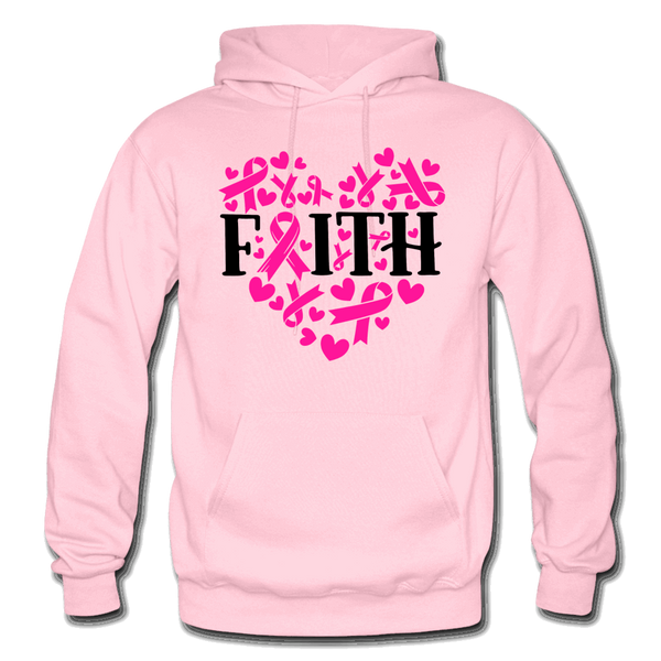 FAITH HEART BREAST CANCER AWARENESS: Gildan Heavy Blend Adult Hoodie - light pink
