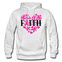 FAITH HEART BREAST CANCER AWARENESS: Gildan Heavy Blend Adult Hoodie - light heather gray