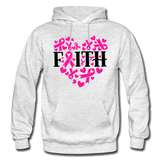 FAITH HEART BREAST CANCER AWARENESS: Gildan Heavy Blend Adult Hoodie - light heather gray