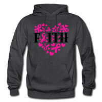 FAITH HEART BREAST CANCER AWARENESS: Gildan Heavy Blend Adult Hoodie - charcoal gray