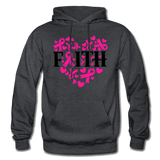 FAITH HEART BREAST CANCER AWARENESS: Gildan Heavy Blend Adult Hoodie - charcoal gray