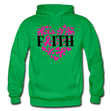 FAITH HEART BREAST CANCER AWARENESS: Gildan Heavy Blend Adult Hoodie - kelly green
