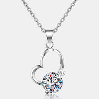 2 Carat Moissanite LOVE Heart 925 Sterling Silver Necklace