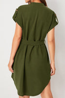 Tied Notched Short Sleeve Dress