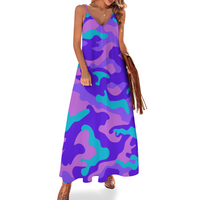 Purp-Camo Women's Summer Fashion Slip Dress Long Skirts