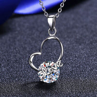 2 Carat Moissanite LOVE Heart 925 Sterling Silver Necklace
