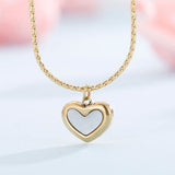Mother-Of-Pearl Heart Pendant Stainless Steel Necklace