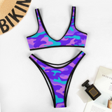 PURP-PINK CAMO: Women's Two Piece Swimsuits Sexy Bikini Suit