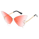 Butterfly Rimless Cat Eye Oversized Sunglasses