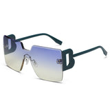 Oversized Flat Top Square Rimless Sunglasses