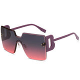 Oversized Flat Top Square Rimless Sunglasses