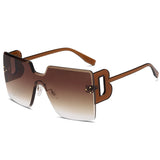 Oversized Flat Top Square Rimless Sunglasses