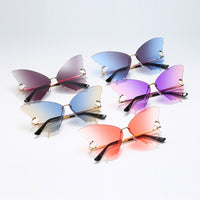Butterfly Rimless Cat Eye Oversized Sunglasses