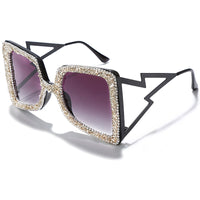 Oversized Rhinestone Steampunk Diamond Sunglasses