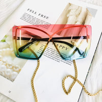 Multi Color Gradient Oversized Rimless Frame Sunglasses