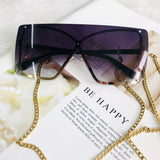 Multi Color Gradient Oversized Rimless Frame Sunglasses