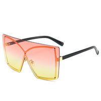 Multi Color Gradient Oversized Rimless Frame Sunglasses