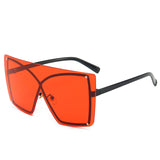 Multi Color Gradient Oversized Rimless Frame Sunglasses