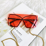 Multi Color Gradient Oversized Rimless Frame Sunglasses