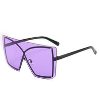 Multi Color Gradient Oversized Rimless Frame Sunglasses