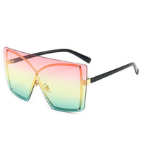 Multi Color Gradient Oversized Rimless Frame Sunglasses