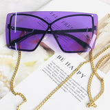 Multi Color Gradient Oversized Rimless Frame Sunglasses