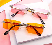 Vintage Rimless Rectangle Frame Sunglasses