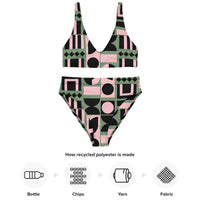 GEO-PINK: Recycled high-waisted bikini